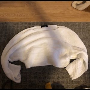 Boat neck plush cropped sweater